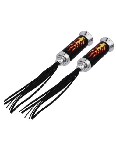 Grips 7/8 long 148mm W/Flames Black/Chrome...